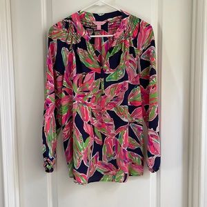 Lilly Pulitzer long sleeve Elsa Silk Top | Size Small